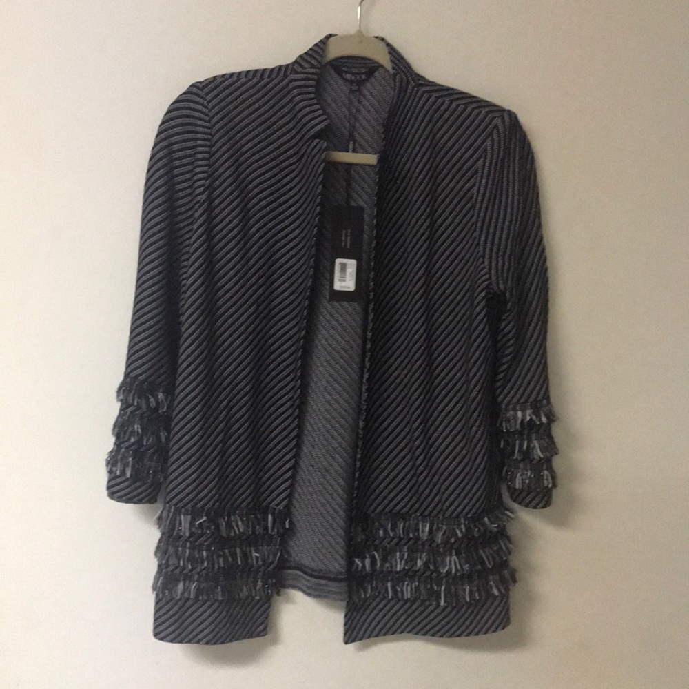 Mistook Cardigan size Medium black & white NWT worn once very elegant